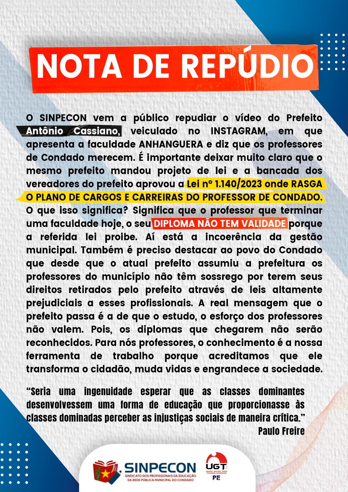 Leia mais sobre o artigo Nota de Repúdio